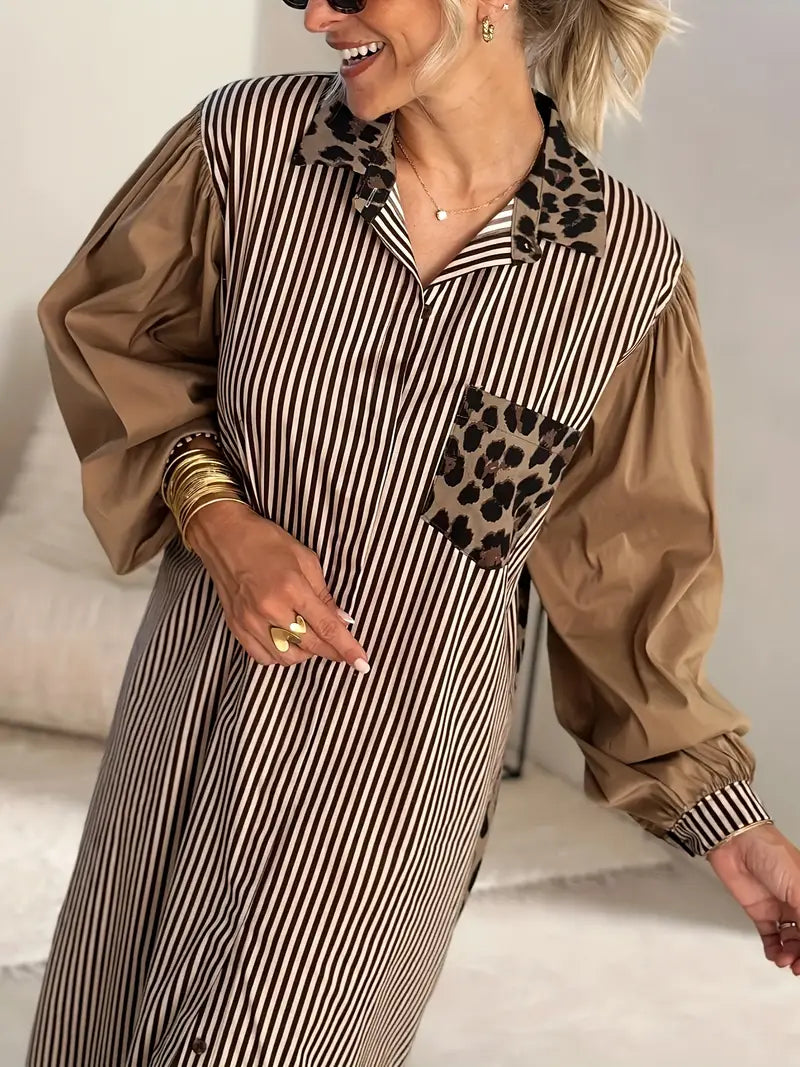 Vestido Leopardo con Volantes Feminino - Vestiria