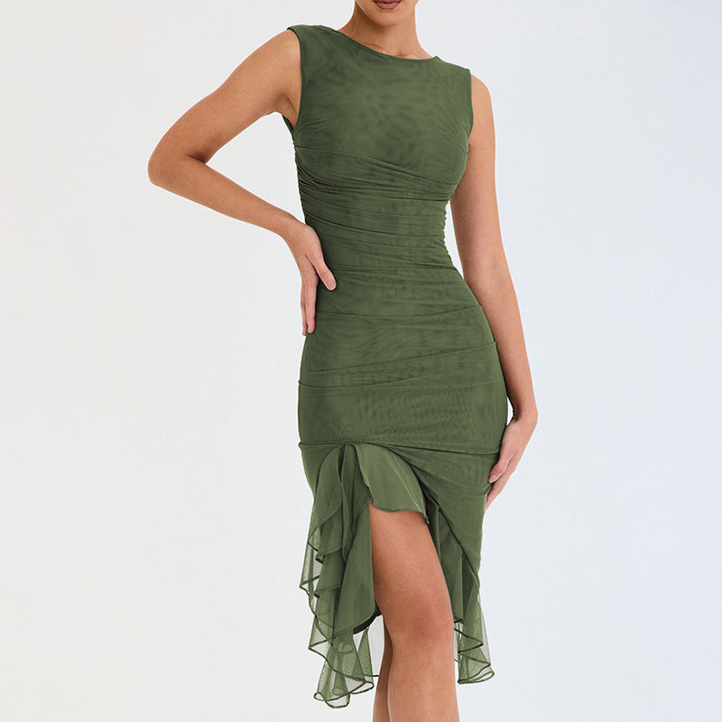 Vestido Fiesta Mini con Encaje y Volantes
