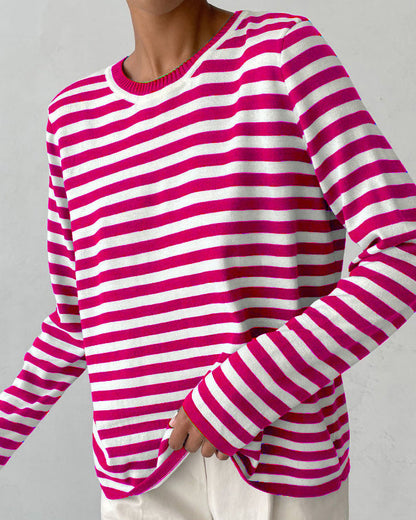 Blusa Mujer Rayada Elegante Manga Larga
