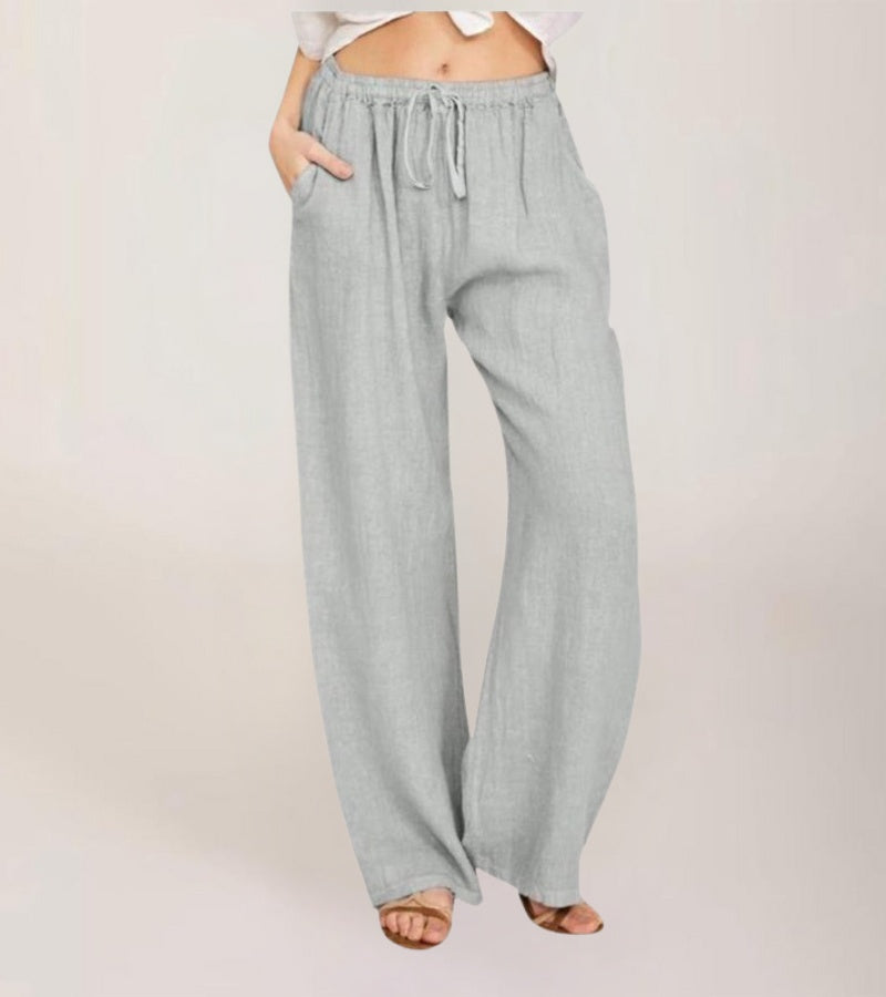 Pantalones Mujer Cintura Alta y Rectos Ligeros