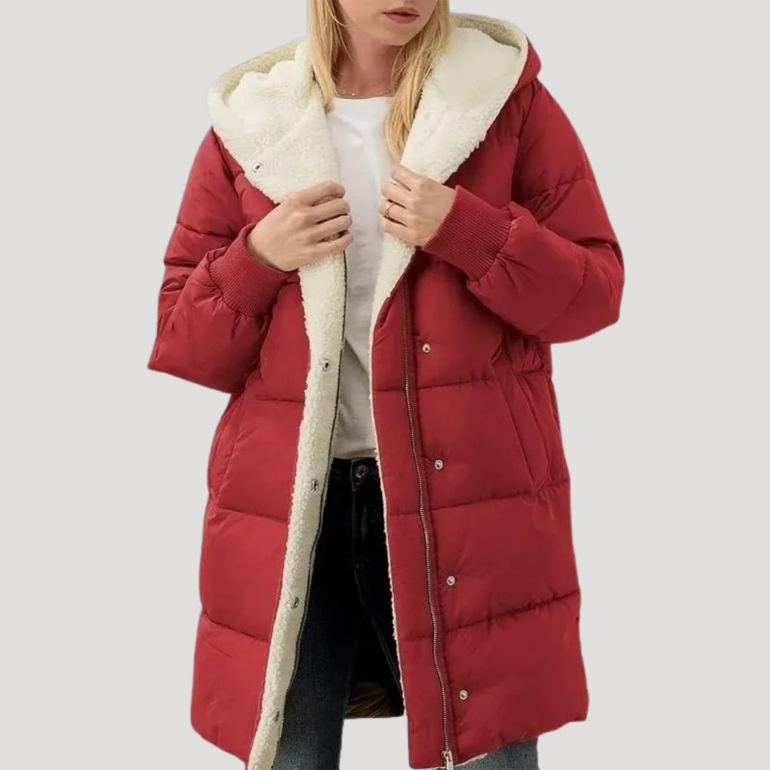 Abrigo Invierno Mujer Acolchado Cálido con Capucha