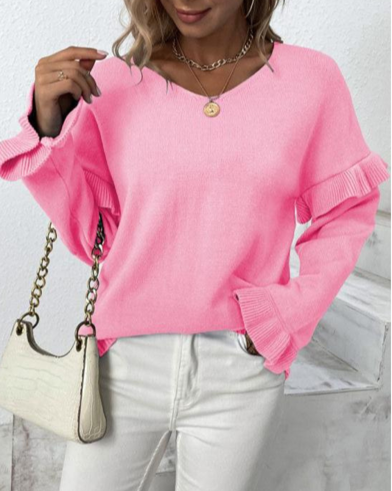 Blusa Mujer Elegante Manga Larga Volante Floral - Vestiria
