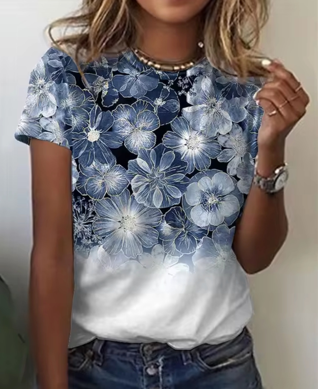 Camisas Estampadas Florales Brillantes Mujer