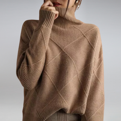 Jersey Mujer Cachemira Suave Cuello Alto