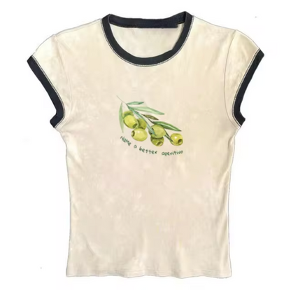 Top Camiseta Oliva Estilo Militar