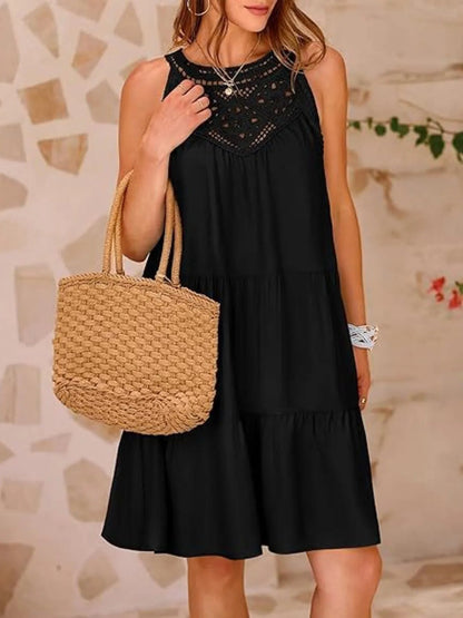 Vestido de Encaje Sin Mangas Corto