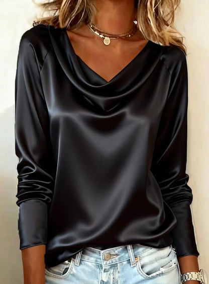 Blusa Mujer Satinada Elegante Corte Amplio