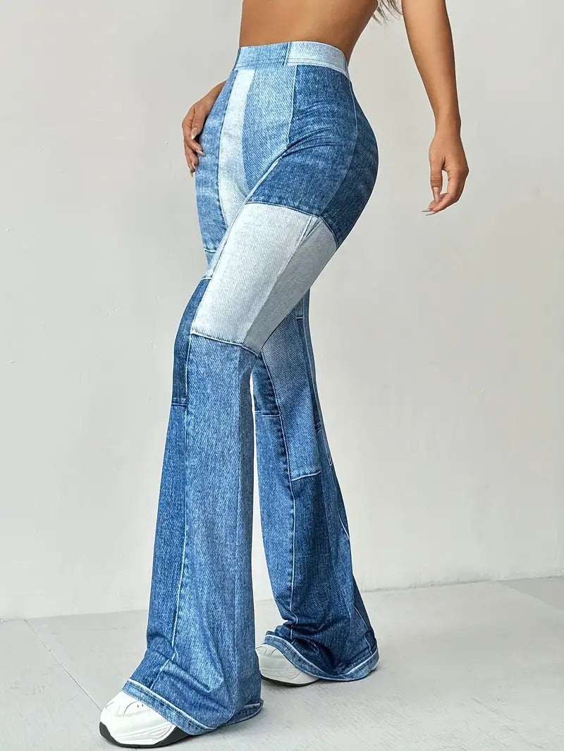 Pantalón de moda con volante y estampado tejano - Vestiria