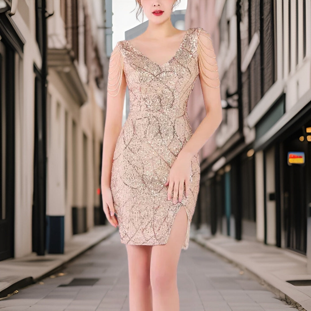 Vestido Corto Brillo Fiesta