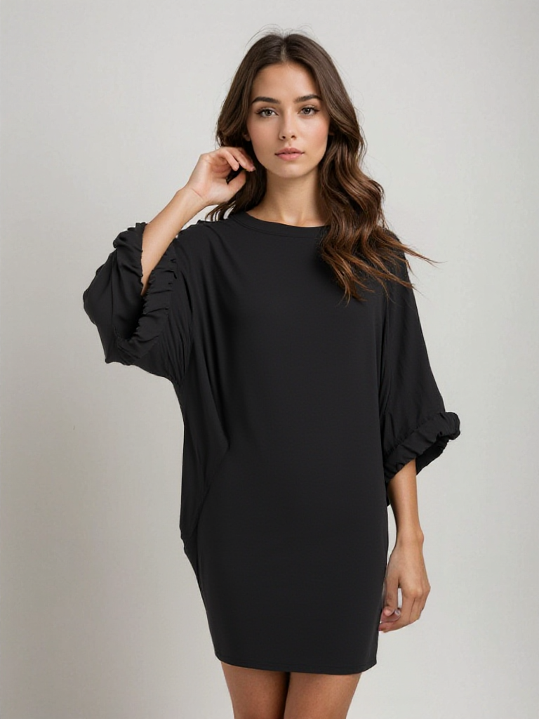 Vestido Corto Amplio Comodidad Relajada - Vestiria