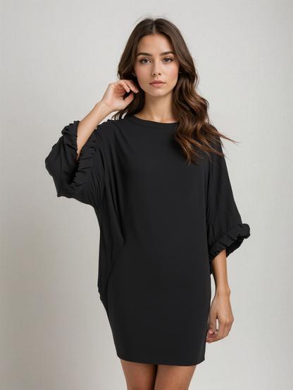 Vestido Corto Amplio Comodidad Relajada - Vestiria