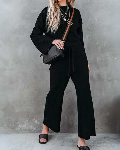 Pantalón y Top Mujer Elegante Cuello Redondo - Vestiria