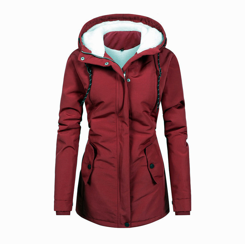 Chaqueta Mujer Polar Forrada con Capucha Ajustable