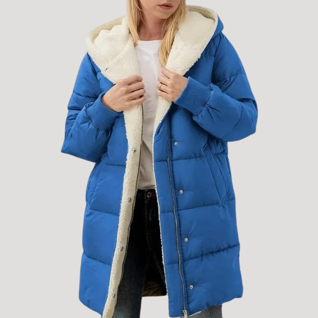 Abrigo Invierno Mujer Acolchado Cálido con Capucha