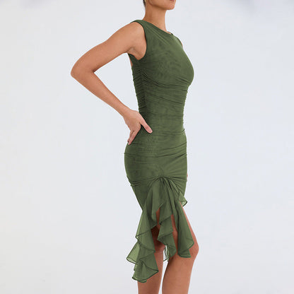 Vestido Fiesta Mini con Encaje y Volantes - Vestiria