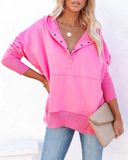 Blusa Deportiva Mujer Cuello en V Con Botones