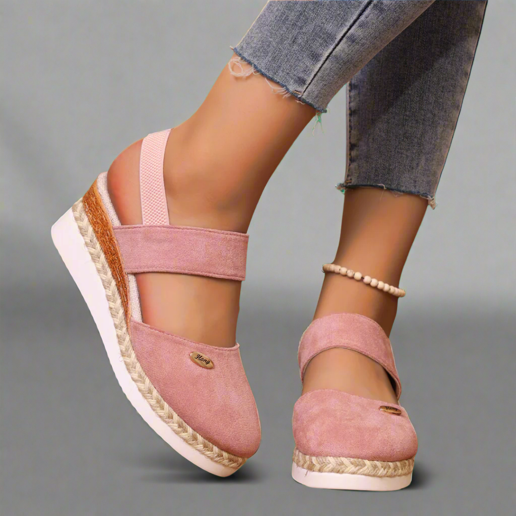 Sandalias de tacón con tiras anchas mujer