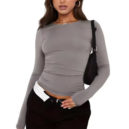 Camisa Mujer Manga Larga Cuello Redondo