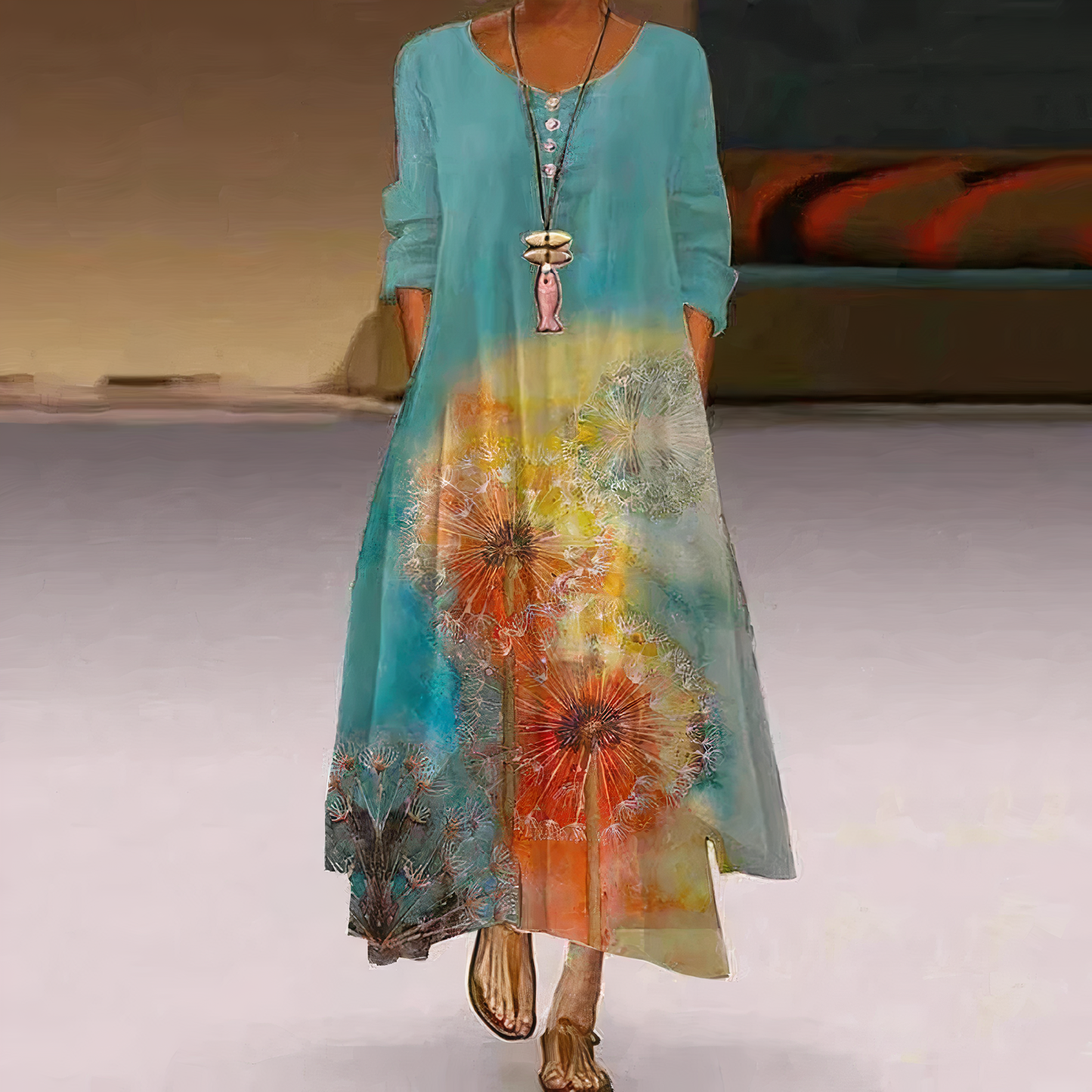 Vestido Mujer Algodón Estilo Chic
