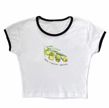 Top Camiseta Oliva Estilo Militar