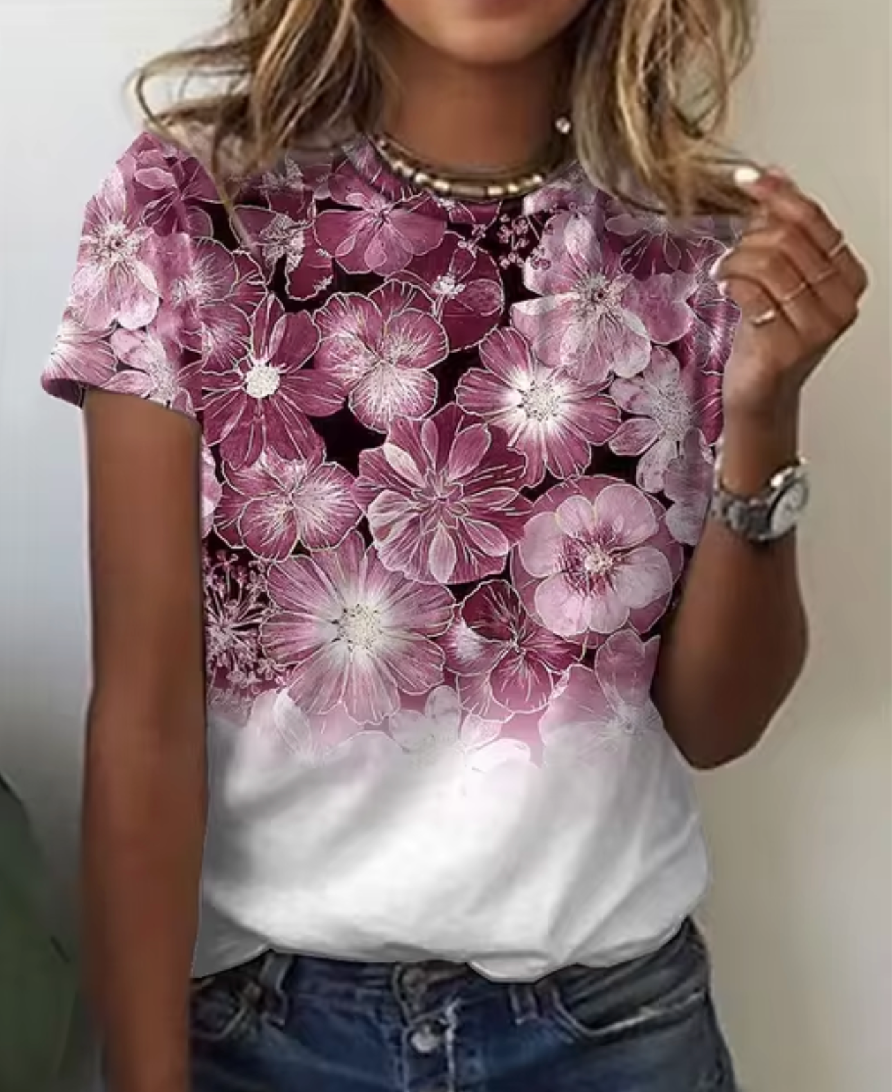 Camisas Estampadas Florales Brillantes Mujer