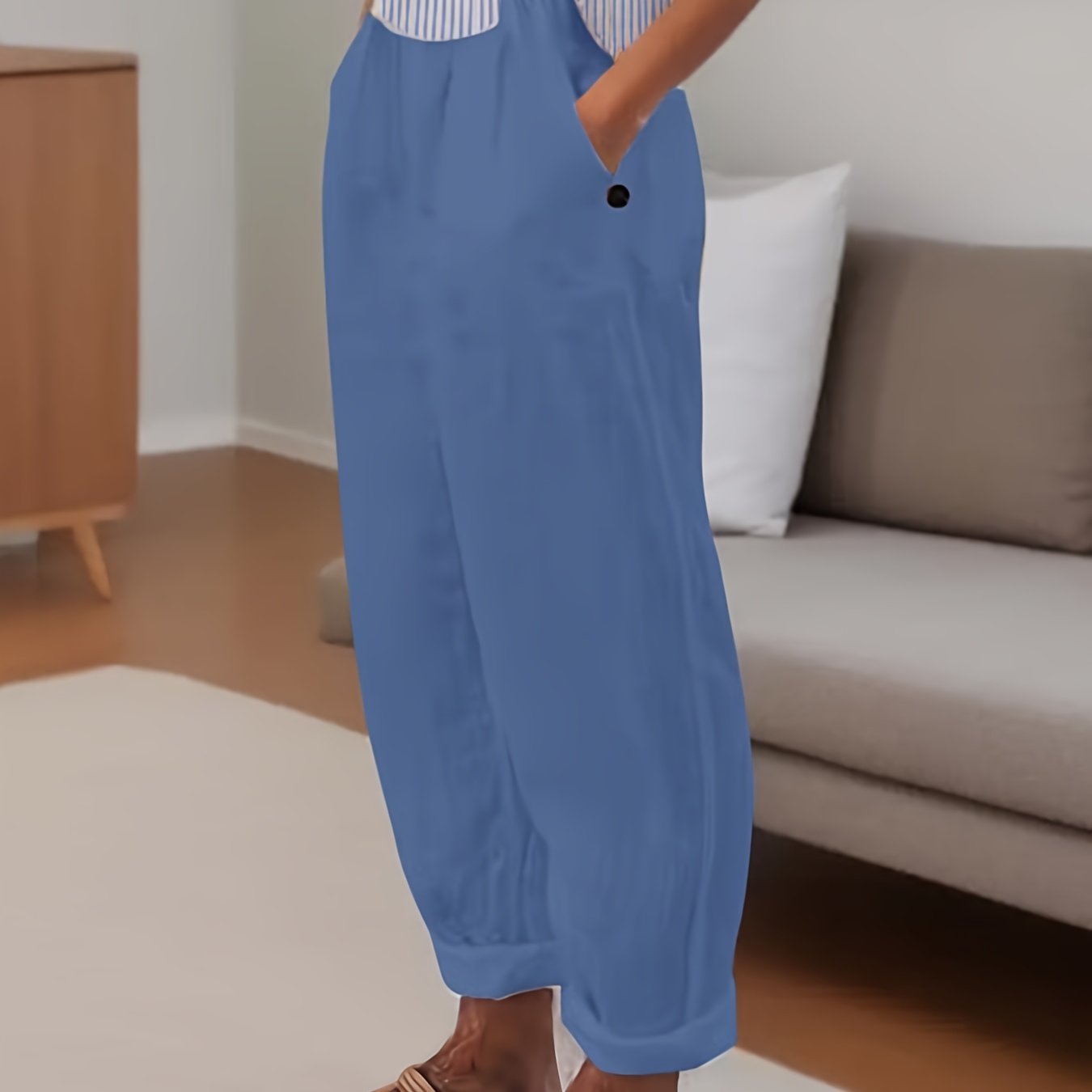Pantalones Lino Mujer Corte Amplio Comodo