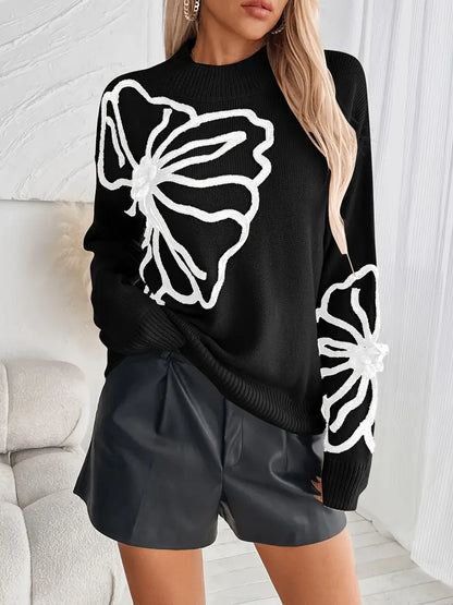 Jersey de punto con flores elegante