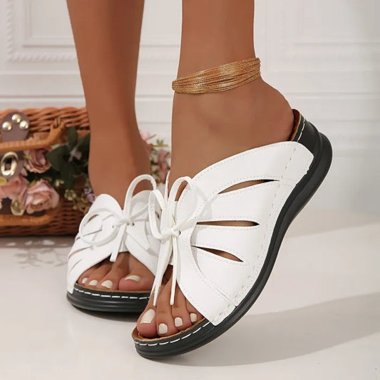 Sandalias cómodas mujer suela blanda y cordones - Vestiria