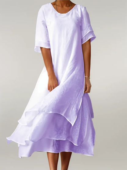 Vestido Largo Algodón Escote V Elegante