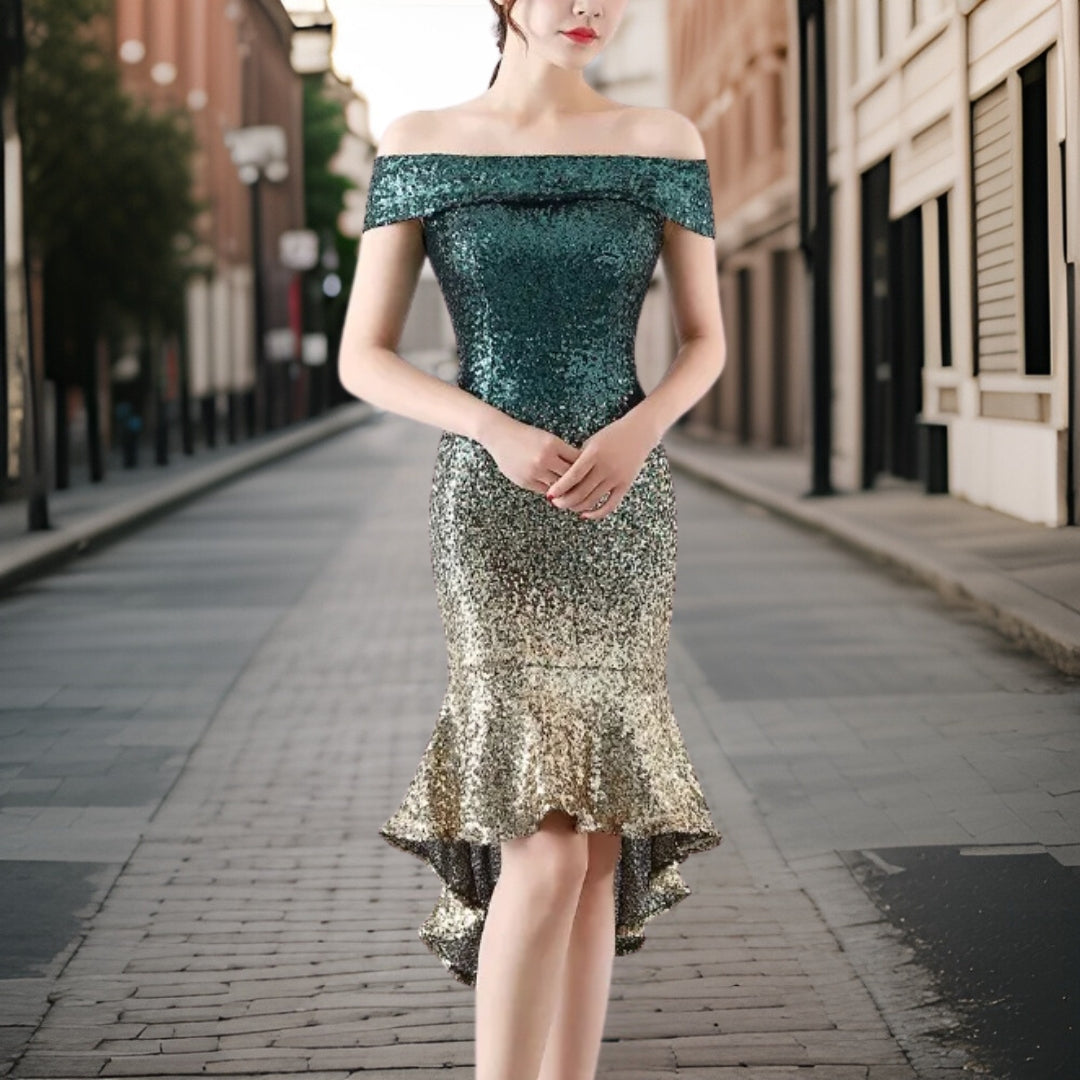 Vestido de Noche Corto Brillante