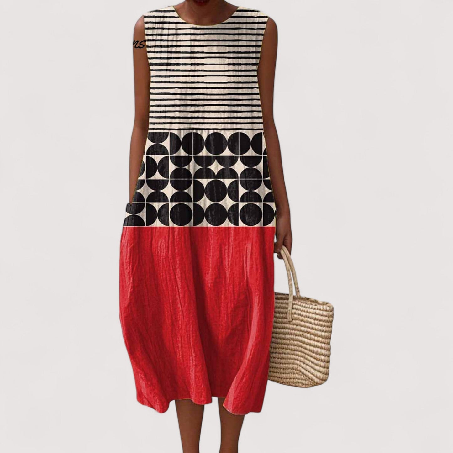 Vestido Mujer Midi Color Bloque Relajado - Vestiria