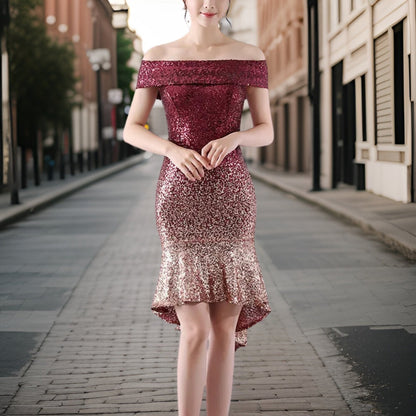 Vestido de Noche Corto Brillante