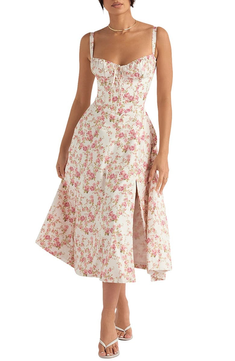 Vestido Florido Estilo Retro Conjunto Cinturado - Vestiria