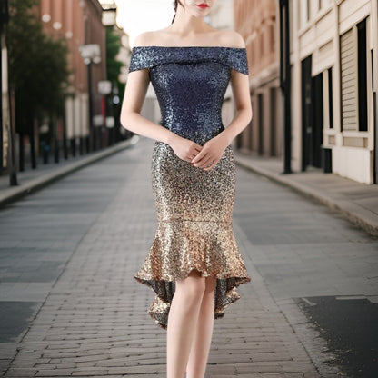 Vestido de Noche Corto Brillante