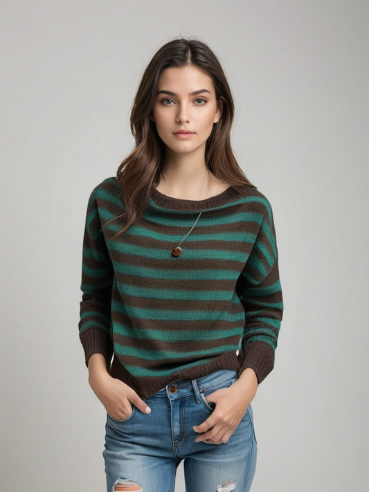 Sudadera Rayas Grande Cuello Alto Suave - Vestiria