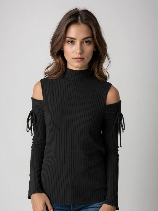 Jersey de punto con hombros al descubierto femenino - Vestiria