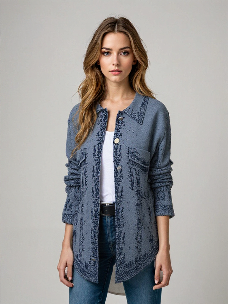 Chaqueta amplia Mujer Textura Suave - Vestiria