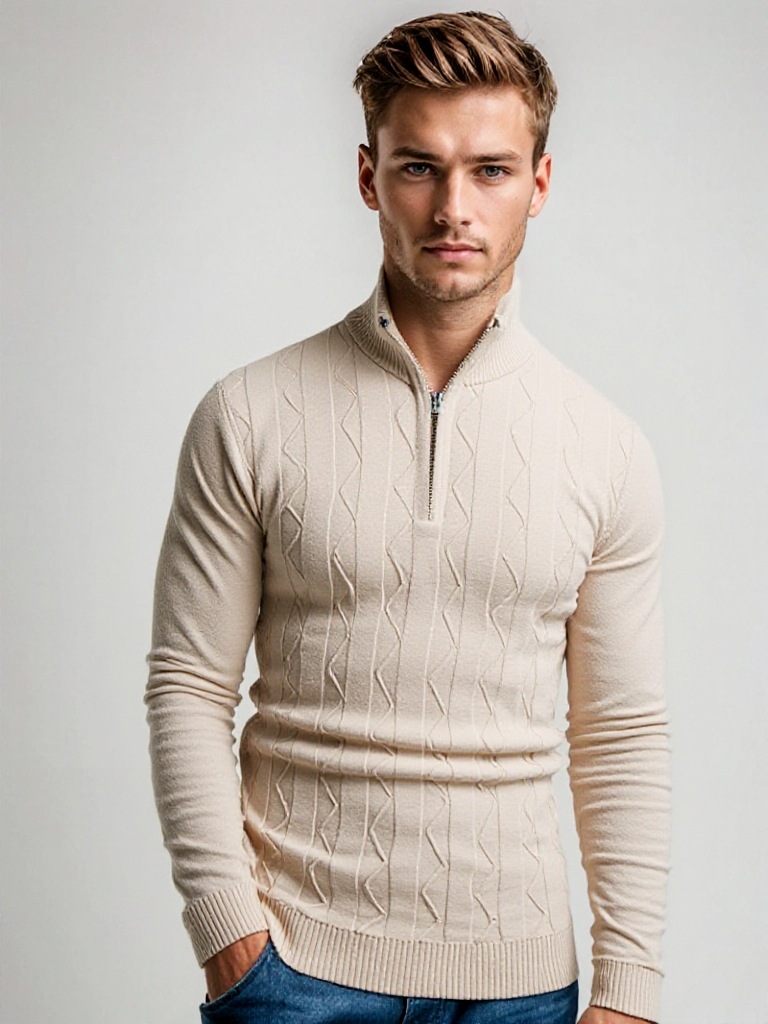 Sudadera Punto Cremallera Elegante Hombre - Vestiria