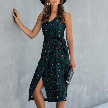 Vestido Mujer Estampado Leopardo Corte Asimétrico