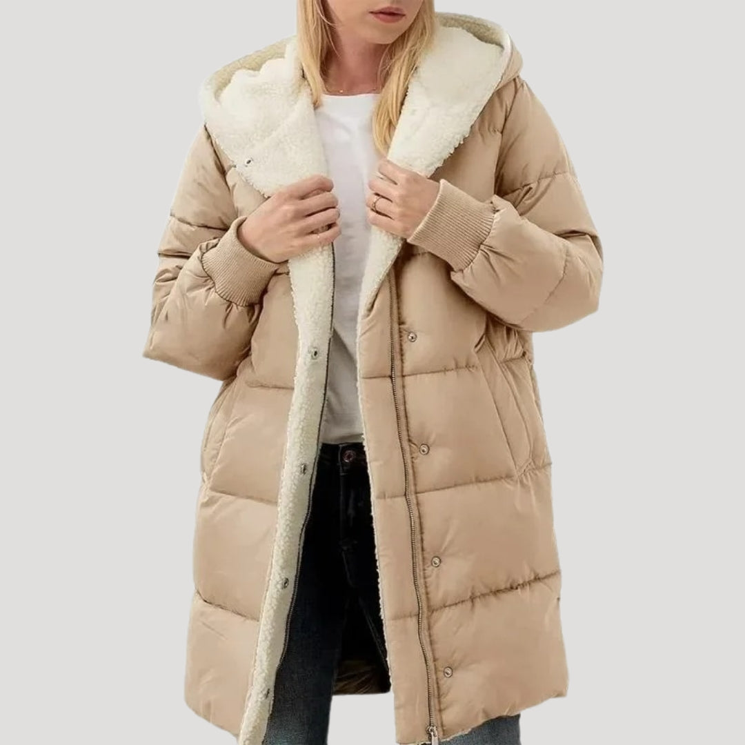 Abrigo Invierno Mujer Acolchado Cálido con Capucha
