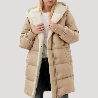 Abrigo Invierno Mujer Acolchado Cálido con Capucha