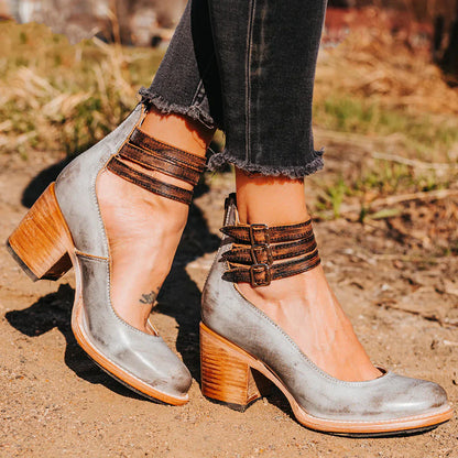 Zapatos Tacón Cuero Elegantes