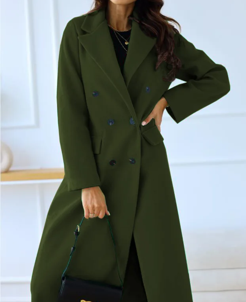 Abrigo Mujer Largo Elegante Corte Ajustado