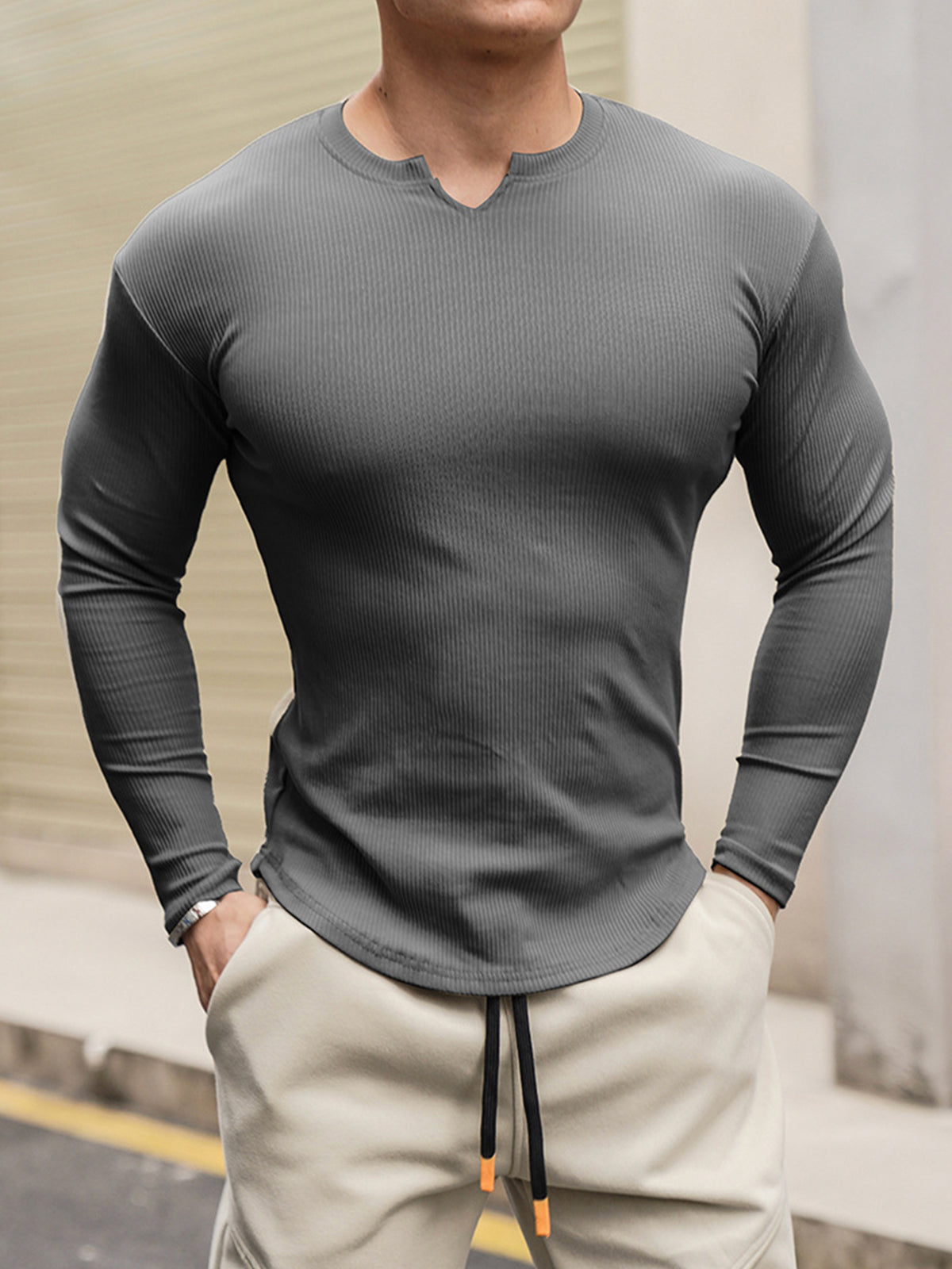 Camiseta Deportiva Cuello en V Manga Larga - Vestiria