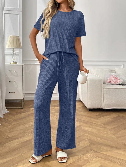 Conjunto de punto mujer elegante manga corta