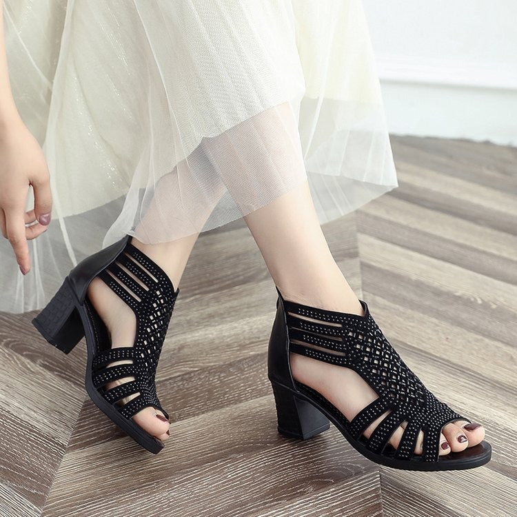 Sandalias Mujer Tacón Alto Estilo Clásico - Vestiria