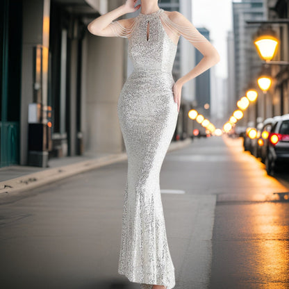 Vestido de Noche Brillante Lentejuelas Glamouroso