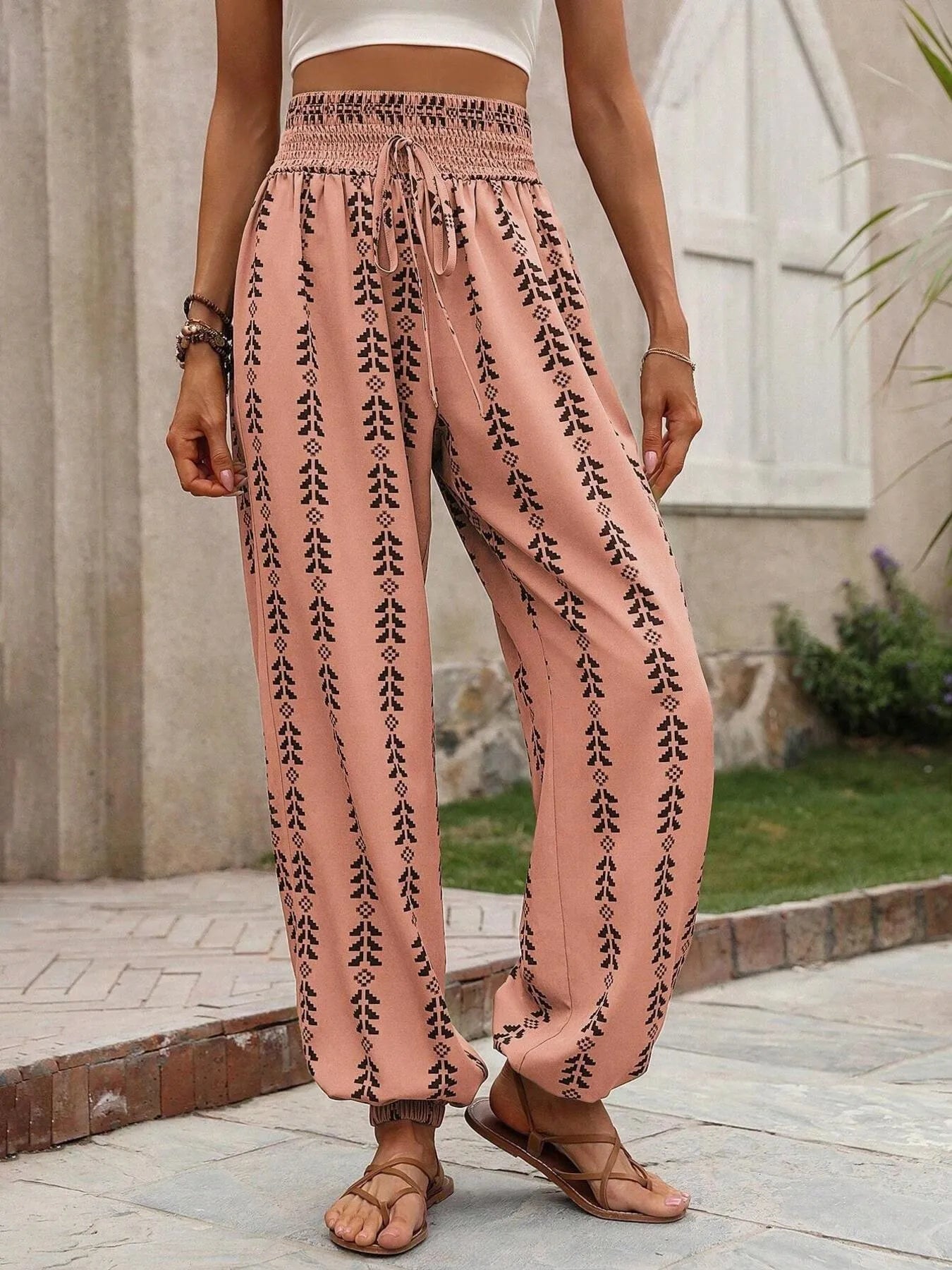 Pantalón Mujer Cintura Alta Estampado Floral
