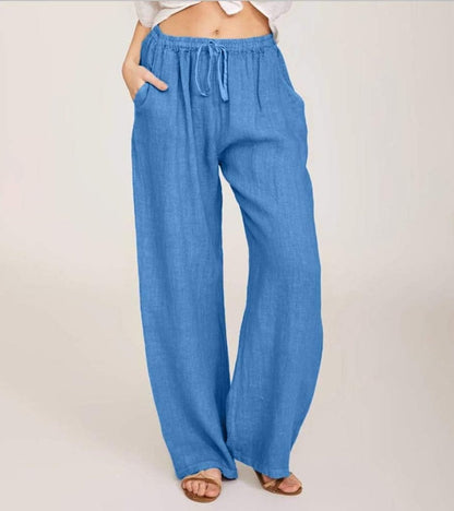 Pantalones Mujer Cintura Alta y Rectos Ligeros
