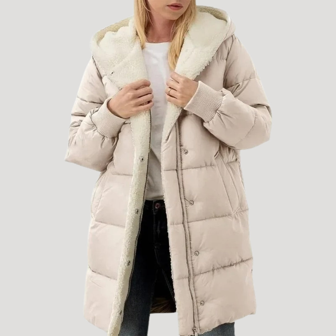 Abrigo Invierno Mujer Acolchado Cálido con Capucha